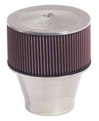 Air Cleaner Assembly, Velocity Stack, Round, 9 in. Diameter, Steel Top, Chrome Finish, 5.13 in. Inlet, Cotton Gauze Filter, Red, 10.00 in. Tall, Each