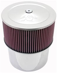 Air Cleaner Assembly, Velocity Stack, Round, 9 in. Diameter, Steel Top, Chrome Finish, 7.31 in. Inlet, Cotton Gauze Filter, Red, 10.50 in. Tall, Each