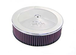 Air Cleaner Assembly, Round, 9.00 in., Steel Top, Chrome, K&N Logo, Dropped Base, 0.88 in., 4.22 in. Inlet, Cotton Gauze Filter, 2.75 in., Red, Each