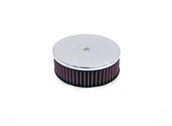 Air Cleaner Assembly, Round, 5.25 in., Steel Top, Chrome, Raised Base, 0.56 in., 2.63 in. Inlet, Cotton Gauze Filter, 2.00 in., Red, Each