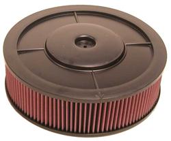 Air Cleaner Assembly, Round, 14.00 in., Plastic Top, Black, Dropped Base, 0.13 in. 5.13 in. Inlet, Cotton Gauze Filter, 4.00 in., Red, Each