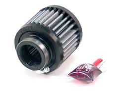 Valve Cover Breather, Crankcase Vent, Clamp-On, Round, Rubber Base, Rubber Top, K&N Logo, Base Tube 1.375 in. ID, Each