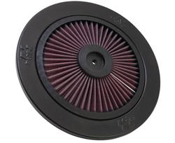 Air Cleaner Top, X-Stream Airflow, 9 in. Round, Plastic Frame, Black, Cotton Gauze Element, Oiled, Red, Each