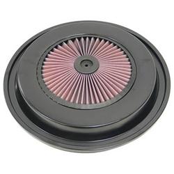 Air Cleaner Top, X-Stream Airflow, 15.375 in. Round, Plastic Frame, Black, Cotton Gauze Element, Oiled, Red, Each