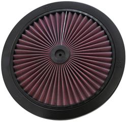 Air Cleaner Top, X-Stream Airflow, 14 in. Round, Aluminum Frame, Black, Cotton Gauze Element, Oiled, Red, Each