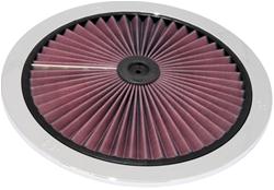 Air Cleaner Top, X-Stream Airflow, 14 in. Round, Steel Frame, Chrome, Cotton Gauze Element, Oiled, Red, Each