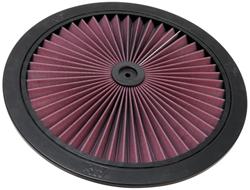 Air Cleaner Top, X-Stream Airflow, 16 in. Round, Plastic Frame, Black, Cotton Gauze Element, Oiled, Red, Each