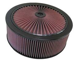 Air Cleaner, X-Stream Airflow, 14 in. Round, Aluminum Frame, Black, Raised, Chrome Base, 5.13 in. Inlet, Cotton Gauze Filter, 5 in. Tall, Each