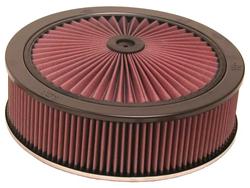 Air Cleaner, X-Stream Airflow, 14 in. Round, Aluminum Frame, Black, Raised, Chrome Base, 7.31 in. Inlet. Cotton Gauze Filter, 4 in. Tall, Each