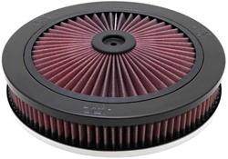 Air Cleaner, X-Stream Airflow, 11 in. Round, Aluminum Frame, Black, Raised, Chrome Base, 5.13 in. Inlet. Cotton Gauze Filter, 2.19 in. Tall, Each