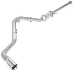 Exhaust System, Cat-Back, Stainless Steel, Natural Finish, Single Exit, Passenger Side, Polished Tip, Ford, F150, 2.7L, 3.5L, 5.0L, Kit