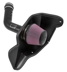 Air Intake, Typhoon, 69 Series, Aluminum Tube, Textured Black, Cotton Gauze Filter, Oiled, Red, Ford, Mustang, 3.7L, Kit