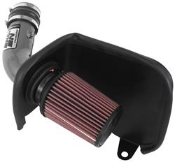Air Intake, High-Flow, 77 Series, Aluminum Tube, Gunmetal Gray, Cotton Gauze Filter, Oiled, Red, Jeep, Cherokee, 3.2L, Kit