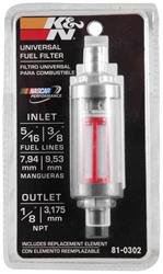 Fuel Filters, In-Line, Plastic Housing, Clear, Nylon Element, 0.31 in. Hose Barb Inlet, 0.13 in. NPT Outlet, Male Threads, Universal, Each