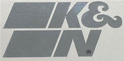 Decals, K&N Logo, Die Cut, Vinyl, Adhesive, 2.57 in. Long, 1.25 in Wide, Chrome, Each