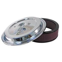 Air Cleaner Top, 12 in, Diameter, Steel, Chrome Plated, Cotton Gauze Filter, Oiled, Red, Buick, Cadillac, Chevy, GMC, Oldsmobile, Pontiac, Each