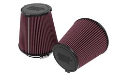 Air Filter Element, High-Flow, Oiled, Cotton Gauze, Red, Conical Flanged, 6.875 in. Diameter, 6.63 in. Tall, Ford, Mustang, 5.0L, Pair