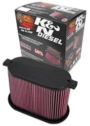 Air Filter Element, High-Flow, Oiled, Cotton Gauze, Red, Oval, 9 in. Tall, 11.75 in. Long, 5.88 in. Wide, Ford, F250-550, 6.4L, Diesel, Each