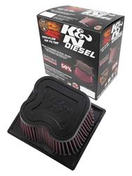 Air Filter Element, High-Flow, Oiled, Cotton Gauze, Red, Unique, 6.5 in. Tall, 11 in. Long, 9.75 in. Wide, Ram, 2500, 3500, 6.7L, Diesel, Each
