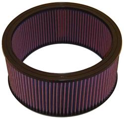 Air Filter Element, High-Flow, Oiled, Cotton Gauze, Red, Round, 12 in. Diameter, 5.5 in. Tall, Chevy, GMC, Pontiac, Each