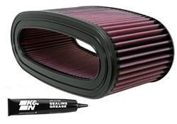 Air Filter Element, High-Flow, Oiled, Cotton Gauze, Red, Oval, 12.25 in. Long, 5.5 in. Wide, 6 in. Tall, Ford, 7.3L, Diesel, Each