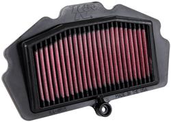 Air Filter Element, High-Flow, Cotton Gauze, Oiled, Red, Panel, 9.56 in. Long, 5.94 in. Wide, 1.81 in. Tall, Kawasaki, Ninja, Z400, 399cc, Each