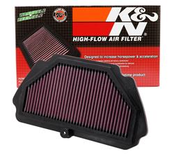 Air Filter Element, High-Flow, Cotton Gauze, Oiled, Red, Panel, 12.50 in. Long, 6.50 in. Wide, 0.88 in. Tall, Kawasaki, Ninja, ZX-6R, 636cc, Each