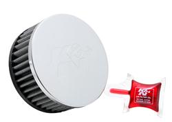 Air Filter Element, Performance, Cotton Gauze, Oiled, Red, Round, 4.50 in. OD, 2.25 in. ID, 2.00 in. Tall, Chrome Cap, Each