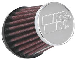 Air Filter Element, Performance, Cotton Gauze, Oiled, Red, Conical, 2.63 in. OD, 1.56 in. ID, 3.00 in. Tall, Chrome Cap, Each