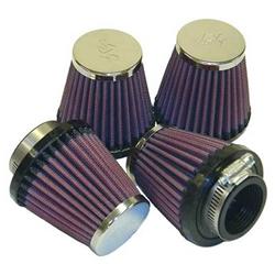 Air Filter Element, Performance, Cotton Gauze, Oiled, Red, Conical, 3.00 in. OD, 1.56 in. ID, 3.00 in. Tall, Chrome Cap, 4-pc, Set