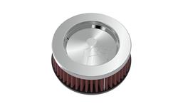 Air Filter Element, Performance, Cotton Gauze, Oiled, Red, Round, 5.38 in. OD, 2.00 in. ID, 2.00 in. Tall, Chrome Cap, Each