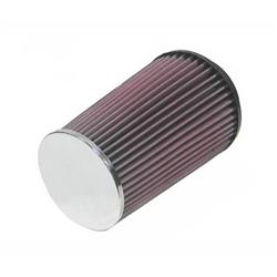 Air Filter Element, Performance, Cotton Gauze, Oiled, Red, Round Tapered, 5.38 in. OD, 4.00 in. ID, 8.00 in. Tall, Chrome Cap, Each
