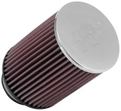 Air Filter Element, Performance, Cotton Gauze, Oiled, Red, Conical, 5.00 in. OD, 3.00 in. ID, 6.50 in. Tall, Chrome Cap, Each