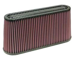 Air Filter Element, Performance, Cotton Gauze, Oiled, Red, Oval, 12.0 in. Long, 11.0 in. Wide, 5.8 in. Tall, 2.0 in. ID Flange, Carbon Fiber Cap, Each