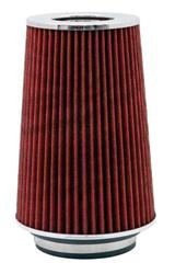 Air Filter Element, Performance, Cotton Gauze, Oiled, Red, Conical, 6.00 in. OD, 4.00 in. ID, 9.50 in. Tall, Chrome Cap, Each