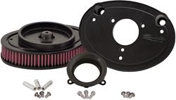 Air Cleaner, RK Series, 8.81 in. Long, Unique, Aluminum, Black Gloss, Cotton Gauze Filter, Red, 1.63 in. Tall, for use on Harley-Davidson®, Kit