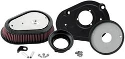 Air Cleaner, RK Series, 9.00 in. Long, Teardrop, Chrome Top, Black Base, Cotton Gauze Filter, Red, 2.13 in. Tall, for use on Harley-Davidson®, Kit