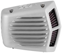 Air Cleaner, Street Metal Series, Unique, Silver Top, Gloss, Raised Base, Cotton Gauze Filter, Red, 2.63 in. Tall, for use on Harley-Davidson®, Kit