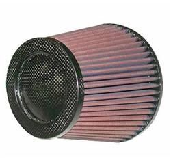 Air Filter Element, Performance, Conical Tapered, Cotton Gauze, Oiled, Red, 6.5 in. OD, 5.0 in. ID, 5.5 in. Tall, Carbon Fiber Cap, Each