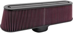 Air Filter Element, Performance, Oval Tapered, Cotton Gauze, Oiled, Red, 18.75 in. Long, 5.00 in. Wide, 3.81 in Tall, Carbon Fiber Cap, Each