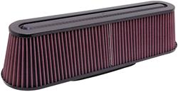 Air Filter Element, Performance, Oval, Cotton Gauze, Oiled, Red, 18.75 in. Long, 5.00 in. Wide, 4.81 in Tall, Carbon Fiber Cap, Each