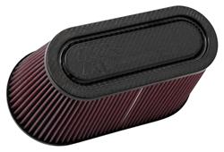 Air Filter Element, Performance, Conical, Cotton Gauze, Oiled, Red, 12.00 in. OD, 3.50 in. ID, 6.00 in Tall, Carbon Fiber Cap, Each