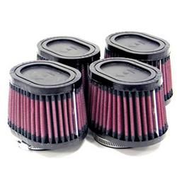 Air Filter Element, Powersports, Oval Conical, Cotton Gauze, Oiled, Red, 4.00 in. Long, 3.50 in. Wide, 2.75 in Tall, Rubber Cap, Each