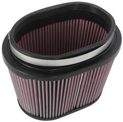 Air Filter Element, Powersports, Oval Flange, Cotton Gauze, Oiled, Red, 7.75 in. Long, 6.25 in. Wide, 4.00 in Tall, Rubber Cap, Each