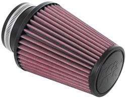 Air Filter Element, Powersports, Conical, Clamp-On, Cotton Gauze, Oiled, Red, 5.00 in. OD, 3.00 in. ID, 6.00 in Tall, Chrome Cap, Each