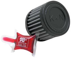 Air Filter Element, Powersports, Round Flange, Clamp-On, Cotton Gauze, Oiled, Red, 3.00 in. OD, 1.69 in. ID, 2.50 in Tall, Rubber Cap, Each