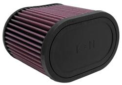 Air Filter Element, Powersports, Oval Flange, Clamp-On, Cotton Gauze, Oiled, Red, 6.25 in. Long, 4.00 in. Wide, 5.00 in Tall, Rubber Cap, Each