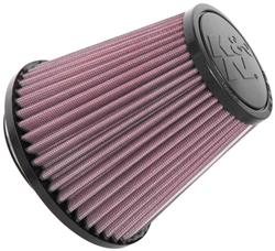 Air Filter Element, Powersports, Conical Flange, Clamp-On, Cotton Gauze, Oiled, Red, 5.75 in. OD, 3.25 in. ID, 5.44 in Tall, Rubber Cap, Each