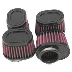 Air Filter Element, Powersports, Conical Flange, Clamp-On, Cotton Gauze, Oiled, Red, 4.00 in. OD, 2.00 in. ID, 2.75 in Tall, Rubber Cap, 4-pc, Set