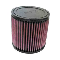 Air Filter Element, Powersports, Round Flange, Clamp-On, Cotton Gauze, Oiled, Red, 5.00 in. OD, 3.00 in. ID, 5.00 in Tall, Rubber Cap, Each